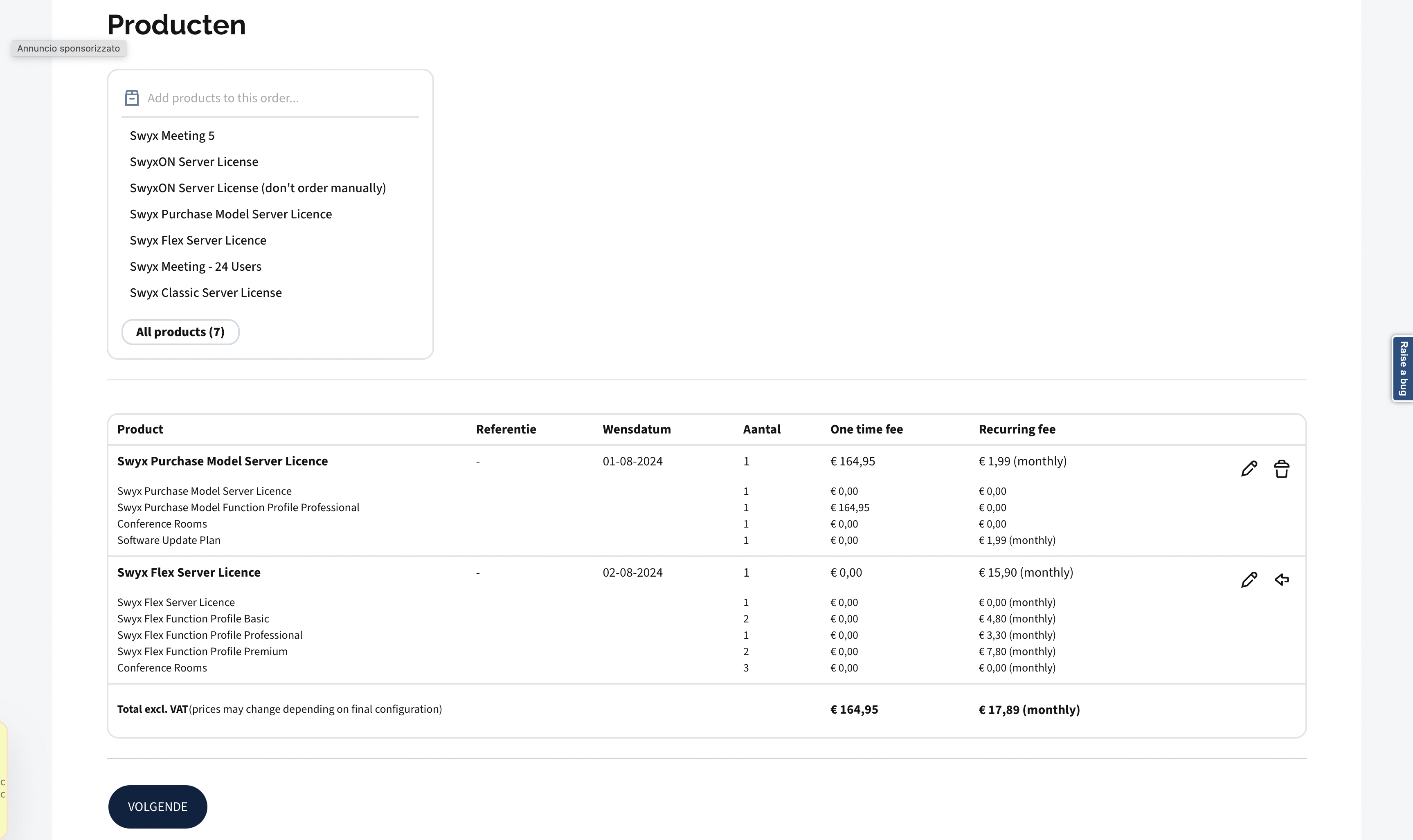 Product added to existing order
