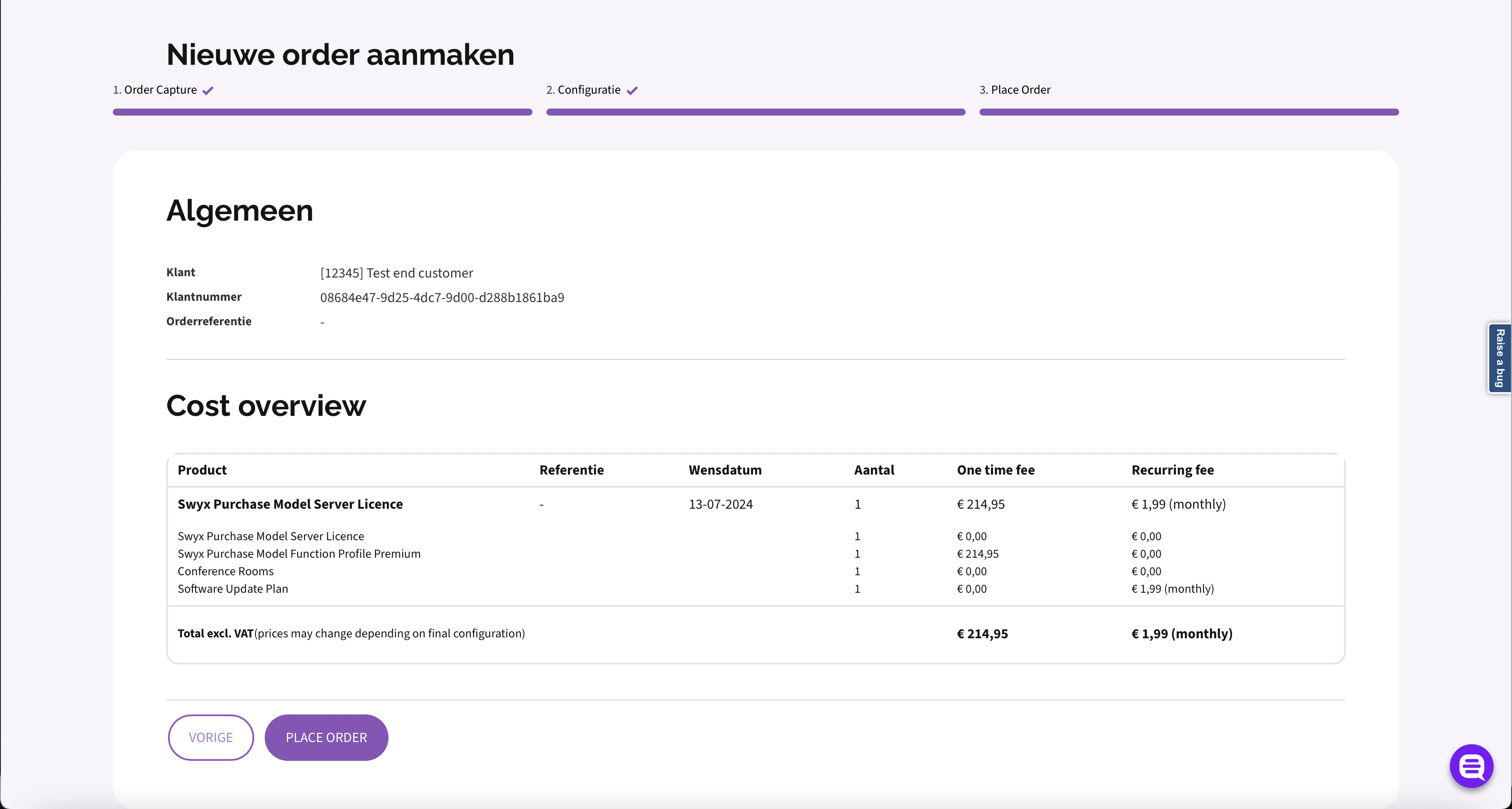Review the order and confirm